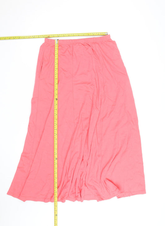H&M Women's Pink A-Line Long Cotton Jersey Skirt L