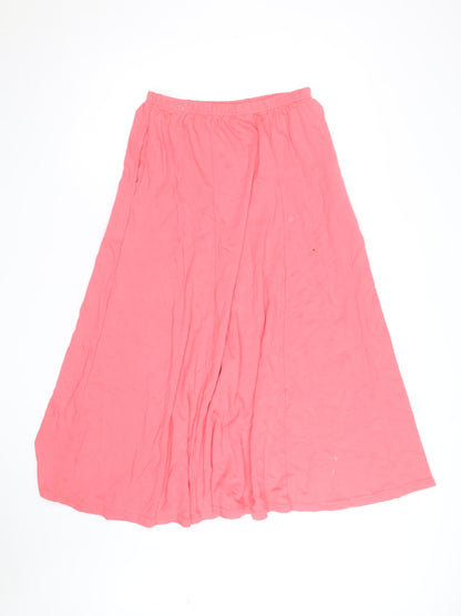 H&M Women's Pink A-Line Long Cotton Jersey Skirt L
