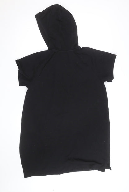 DKNY Sport Womens Black Short Sleeve Hooded Tunic Dress XL