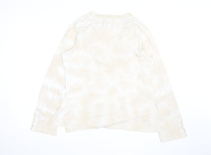 Next Women Beige Embroidered Tunic Blouse UK 16 Long Sleeve Top