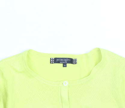 Principles by Ben De Lisi Women's Yellow Cotton Knit Cardigan Size 14