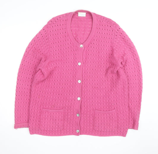 Cotswold Collections Women's Pink Round Neck Knit Cardigan 3XL