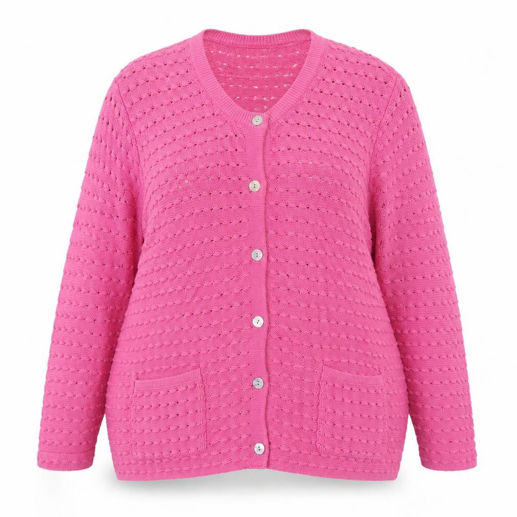 Cotswold Collections Women's Pink Round Neck Knit Cardigan 3XL