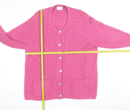 Cotswold Collections Women's Pink Round Neck Knit Cardigan 3XL