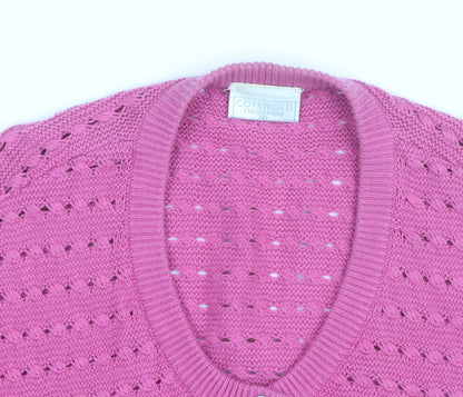 Cotswold Collections Women's Pink Round Neck Knit Cardigan 3XL