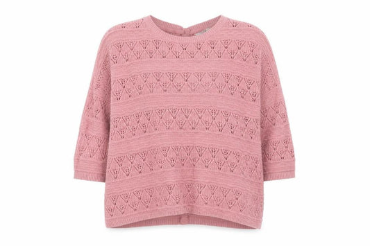 FatFace Women's Pink Open-Knit 3/4 Sleeve Cotton Cardigan Size 12
