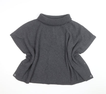 Seasalt Cornwall Women’s Grey Wool Roll Neck Cape Jumper Size S