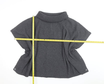Seasalt Cornwall Women’s Grey Wool Roll Neck Cape Jumper Size S