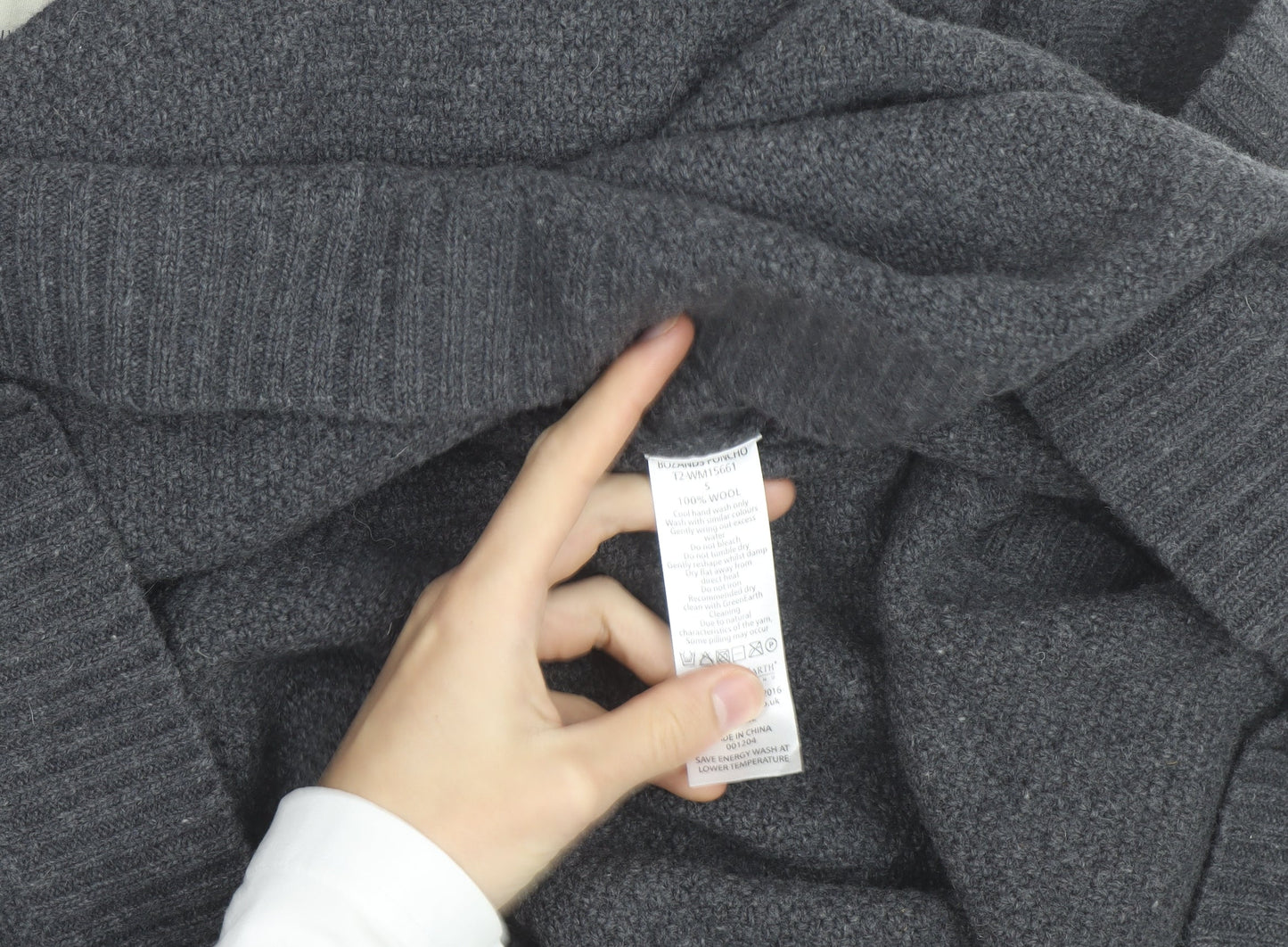Seasalt Cornwall Women’s Grey Wool Roll Neck Cape Jumper Size S