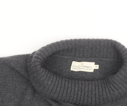 Seasalt Cornwall Women’s Grey Wool Roll Neck Cape Jumper Size S