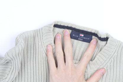 Marks and Spencer Blue Harbour Men’s Beige XL Cotton Chunky Knit Jumper