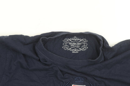 Splash Arts Mens Navy Switzerland Embroidered Cotton T-Shirt XL