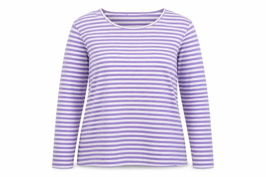 Orvis Women's Purple Striped Long Sleeve Cotton T-Shirt XL