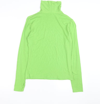 United Colors of Benetton Womens Green Roll Neck Long Sleeve Cotton Top Size M
