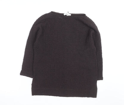 Marks and Spencer Women Brown Size 6 Boat Neck 3/4 Sleeve Jumper