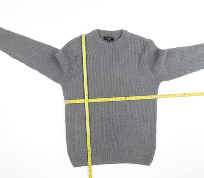 Next Men’s Grey Chunky Knit Crew Neck Wool Blend Pullover Jumper M