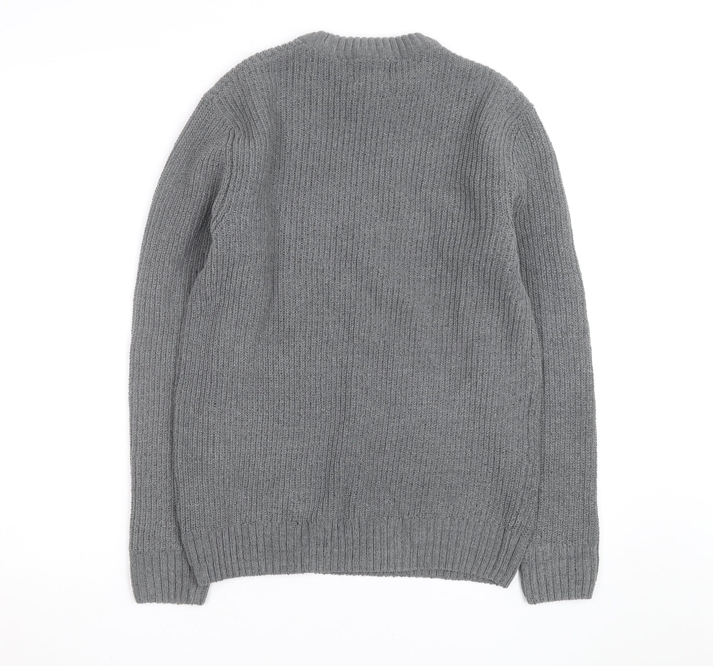 Next Men’s Grey Chunky Knit Crew Neck Wool Blend Pullover Jumper M