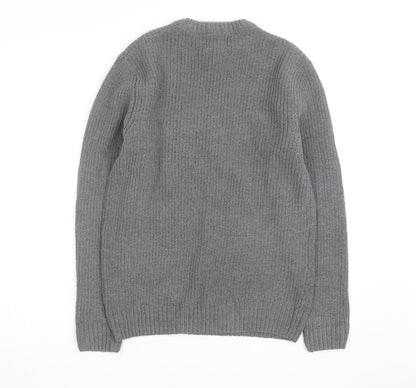 Next Men’s Grey Chunky Knit Crew Neck Wool Blend Pullover Jumper M