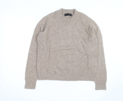 Zara Women Beige Wool Alpaca Crew Neck Jumper Size 8