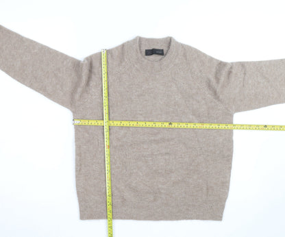Zara Women Beige Wool Alpaca Crew Neck Jumper Size 8