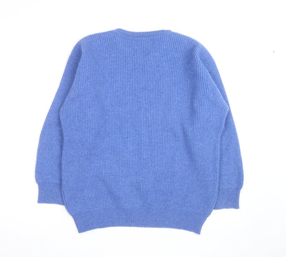 Peter Scott Men's Blue Cashmere Crew Neck Jumper Size L