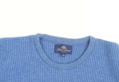 Peter Scott Men's Blue Cashmere Crew Neck Jumper Size L