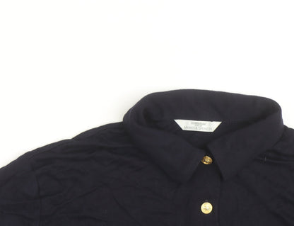 Marks and Spencer Women's Blue Polo Shirt Size 14 Viscose
