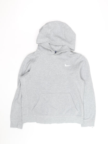 Nike Boys Grey Pullover Hoodie Size L Cotton Blend Hooded Sweatshirt