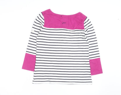 Joules Women’s Multicoloured Striped 3/4 Sleeve Cotton T-Shirt Size 10