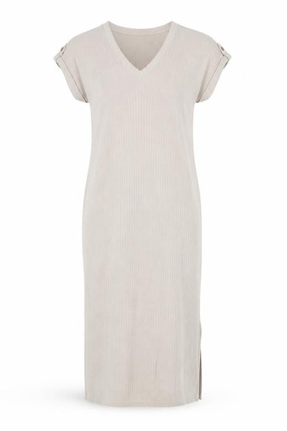 Mint Velvet Womens Beige Knit V-Neck T-Shirt Dress M