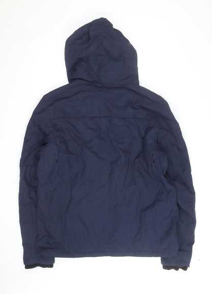 Next Men's Blue Hooded Puffer Jacket Large Water Resistant Winter Coat