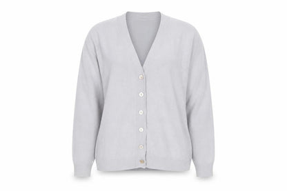 Damart Women’s Grey V-Neck Button Cardigan Size M Knitwear