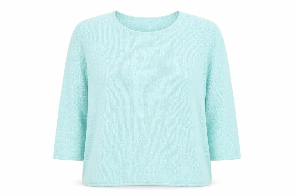 Peter Hahn Women Green Cotton 3/4 Sleeve Pullover Jumper Size 24