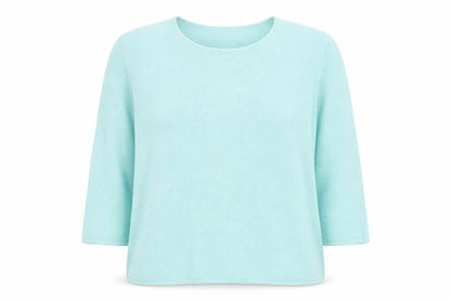 Peter Hahn Women Green Cotton 3/4 Sleeve Pullover Jumper Size 24