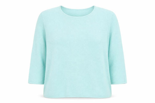 Peter Hahn Women Green Cotton 3/4 Sleeve Pullover Jumper Size 24