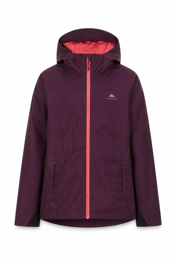 Quechua Girls Purple Waterproof Hooded Rain Coat Jacket 10-11 Years