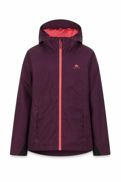 Quechua Girls Purple Waterproof Hooded Rain Coat Jacket 10-11 Years