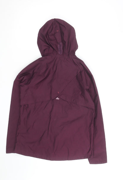 Quechua Girls Purple Waterproof Hooded Rain Coat Jacket 10-11 Years