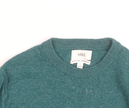 Marks and Spencer Mens Green Wool Crew Neck Jumper L