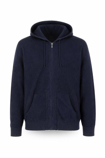Marks and Spencer Men's Blue Full Zip Knit Hoodie Size L