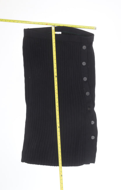 Boden Women Black Midi Knit Button Stretch Pencil Skirt Size 18
