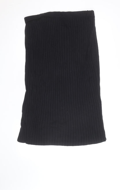 Boden Women Black Midi Knit Button Stretch Pencil Skirt Size 18
