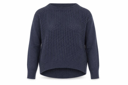 Aphorism Women’s Blue Open-Knit Crew Neck Jumper Size 12