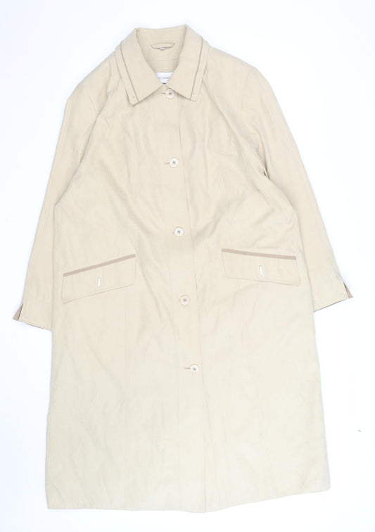 Gray & Osbourn Womens Beige Size 18 Long Buttoned Coat Classic Style