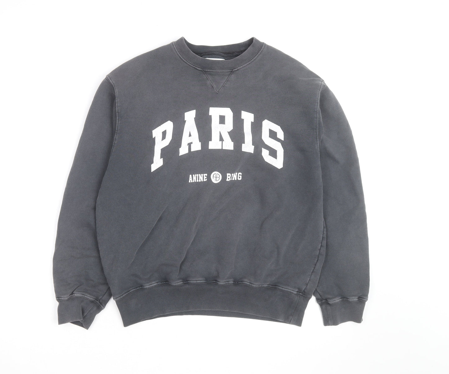 Anine Bing Paris Black Sweatshirt Men S Crew Neck Cotton Pullover