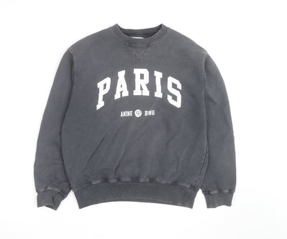 Anine Bing Paris Black Sweatshirt Men S Crew Neck Cotton Pullover
