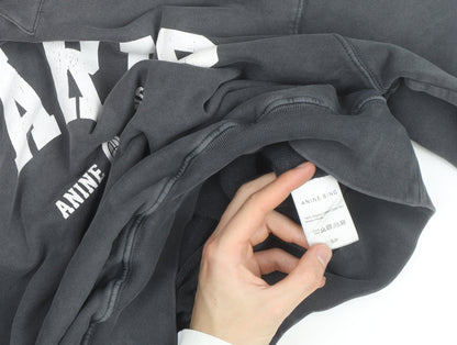 Anine Bing Paris Black Sweatshirt Men S Crew Neck Cotton Pullover