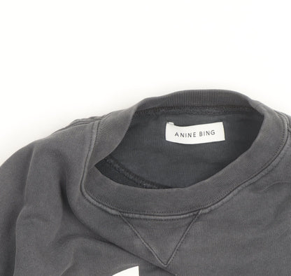 Anine Bing Paris Black Sweatshirt Men S Crew Neck Cotton Pullover