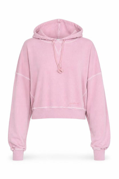 Isla Forma Womens Pink Cropped Pullover Hoodie Size M Cotton Blend