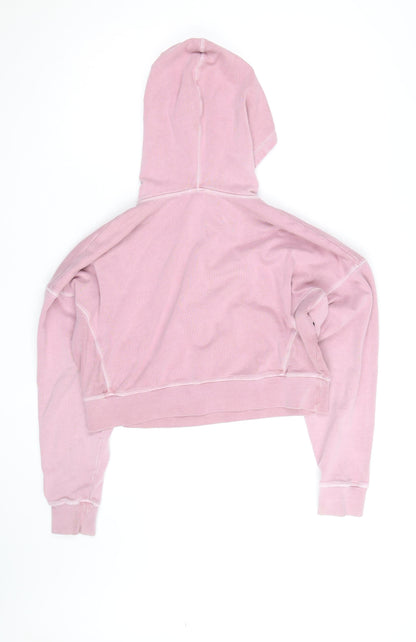 Isla Forma Womens Pink Cropped Pullover Hoodie Size M Cotton Blend